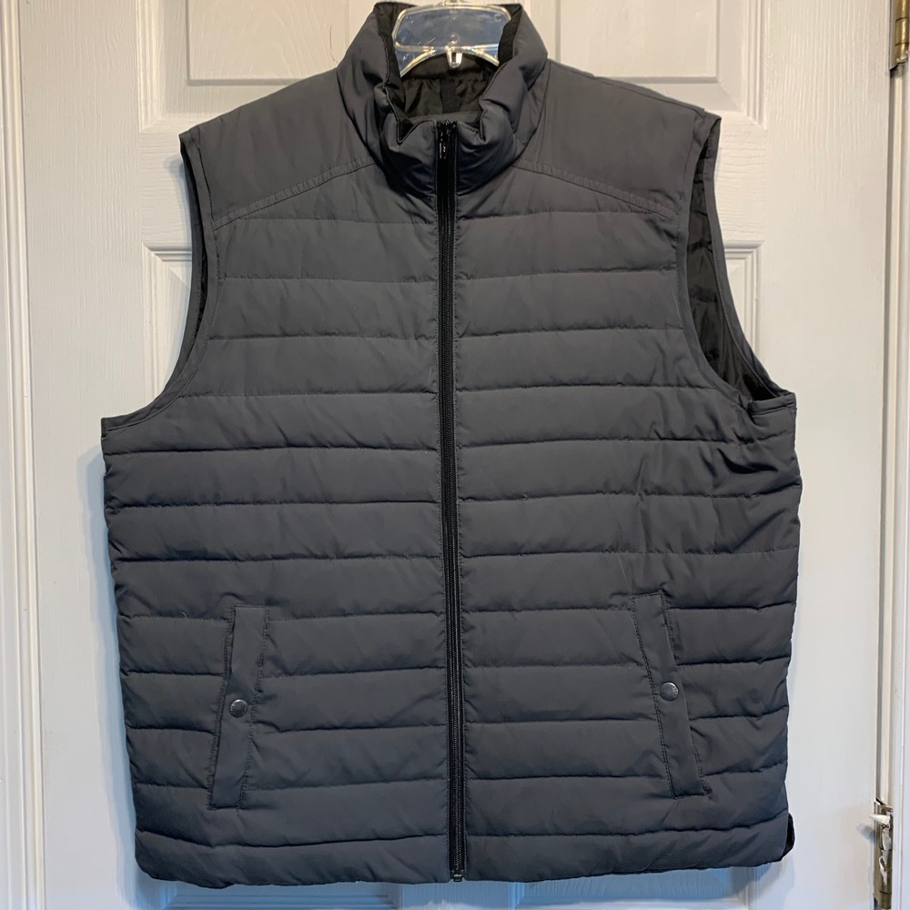 J.Crew Puffer Vest Size L Gray Down Feather Quilted Full Zip Preppy Gorpcore